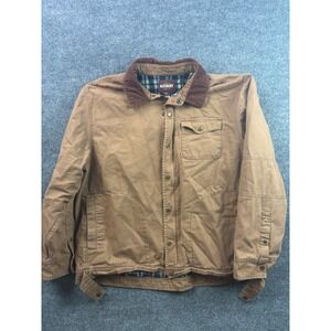 Alesbury Canvas Work Jacket Mens XXL Brown Plaid Lined Corduroy Collar